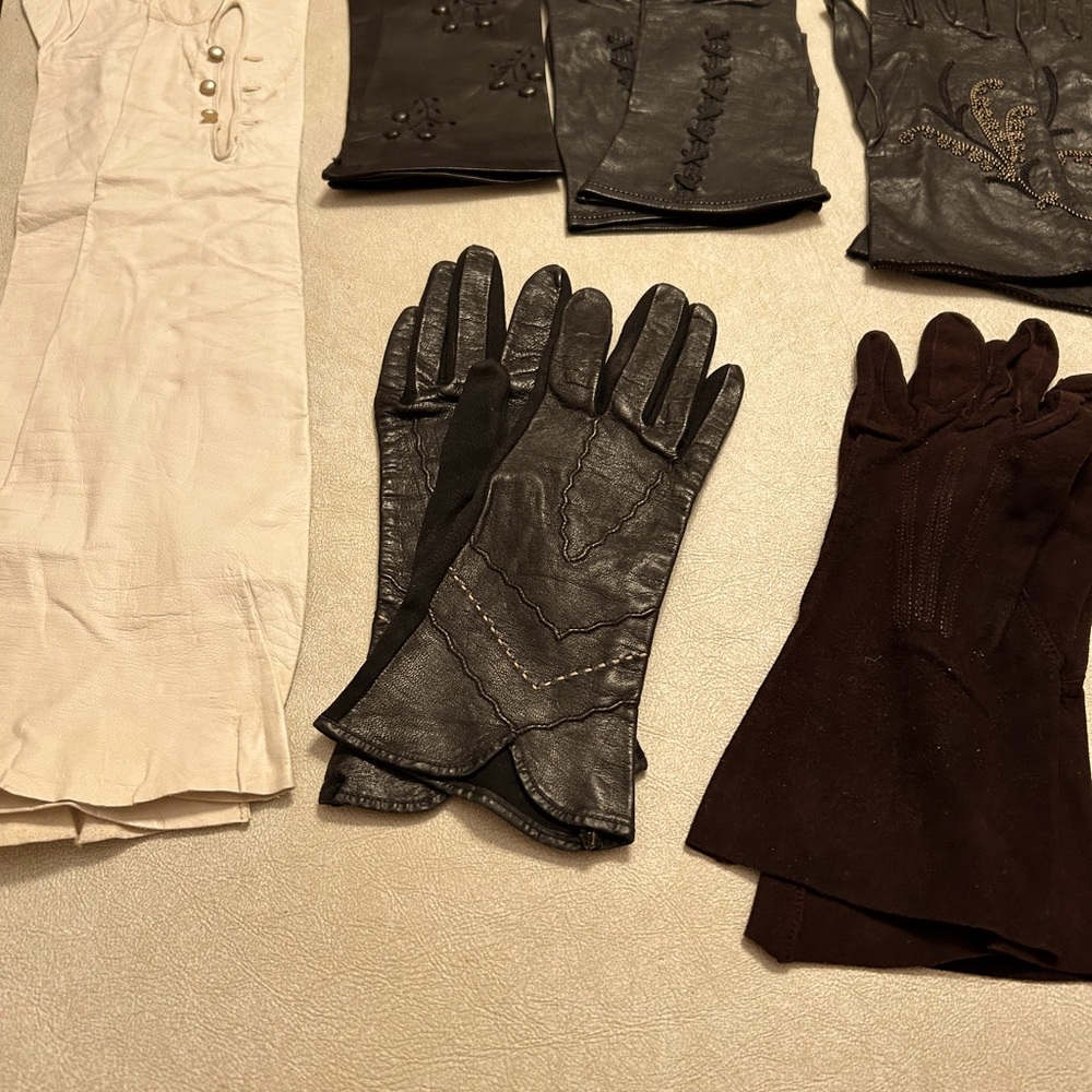 6 New Women’s Vintage Leather Gloves & 1 Suede